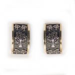 Brincos arvore da vida, prata 925% e ouro 9kl