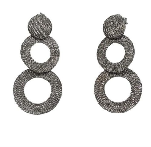 Brincos Filigrana redondos compridos, Prata 925