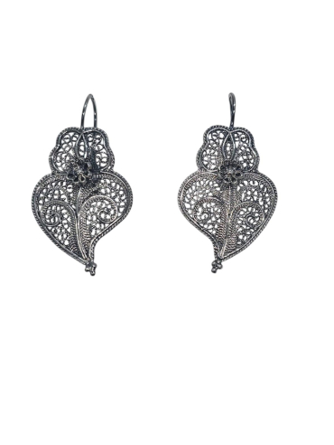 Brincos Coração Filigrana, Prata 925